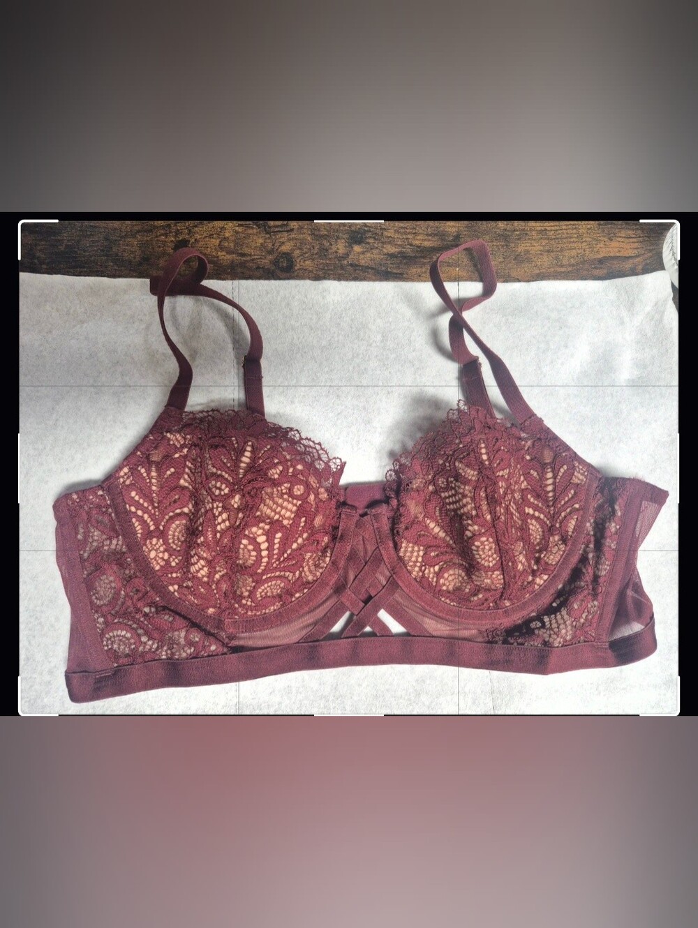 Adore Me Albanne Burgundy Lace Balconette Underwire Lace Underwire Bra in Wine